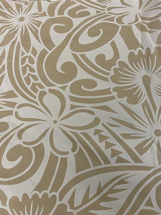 Island Print Fabric Beige & White 5.4 Yards