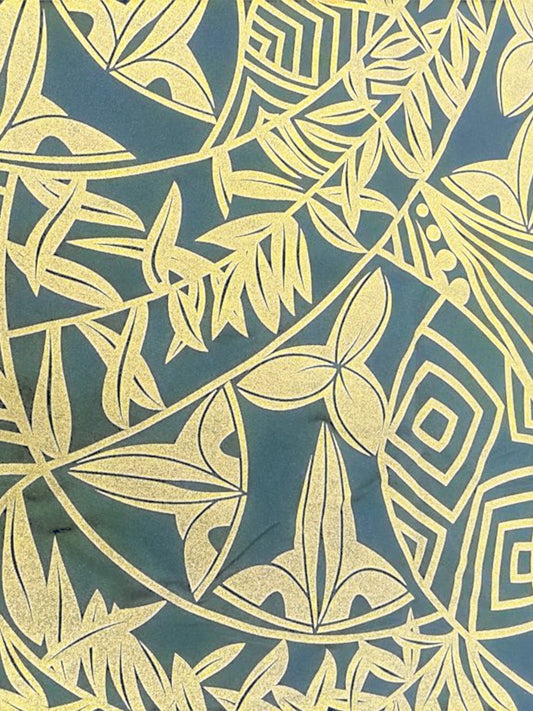 Island Print Fabric - Black&Gold 5.4 Yards