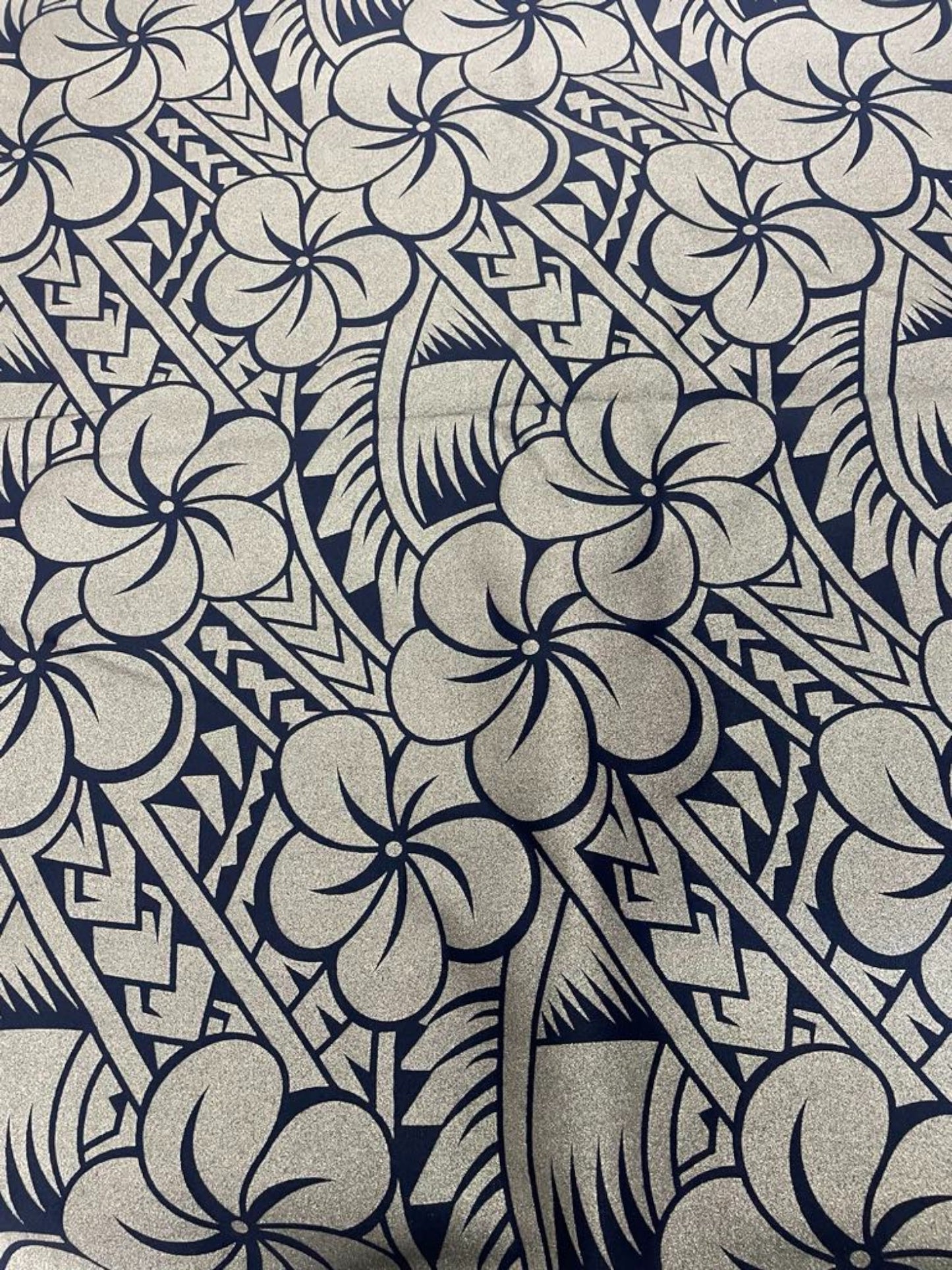 Island Print Fabric - Navy Blue&Silver 5.4 Yards