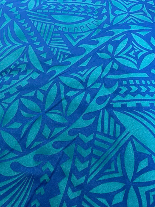 Island Print Fabric - Blue 5.4 Yards