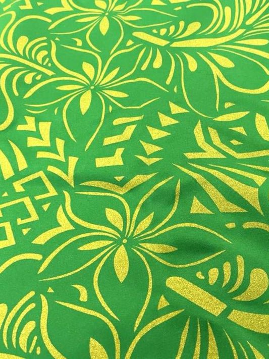 Island Print Fabric - Green&Yellow 5.4 Yards