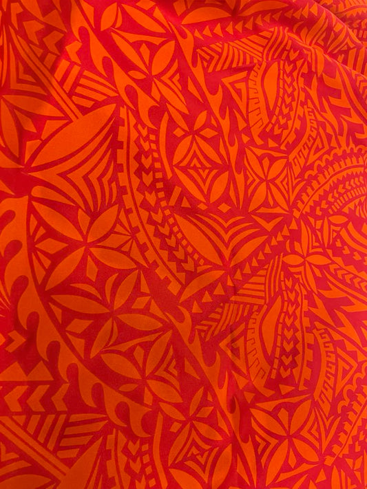 Island Print Fabric - Red&Orange 5.4 Yards